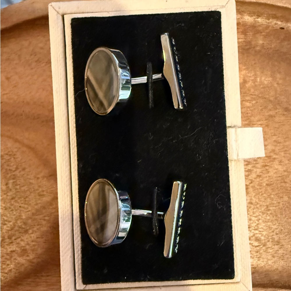 Burberry Black and Gray Plaid Cufflinks - Picture 3 of 6